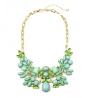 SpearMint Spring Gardenia Stone Bauble Statement Necklace